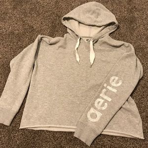 Aerie Gray Cropped Hoodie